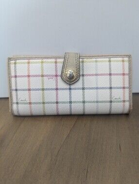 Coach  Plaid Wallet with Gold Snap